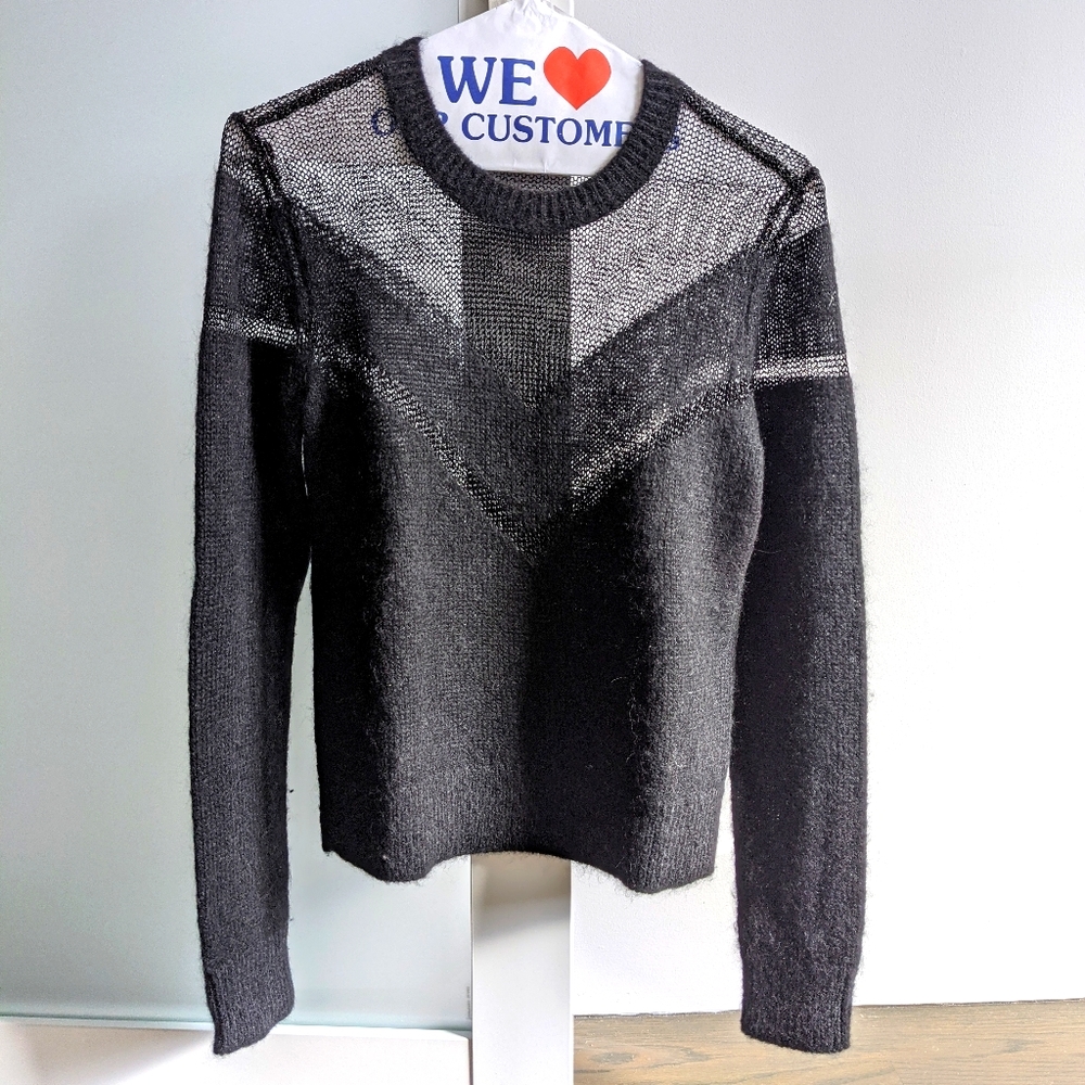 Rag & Bone black wool sweater with sheer detail